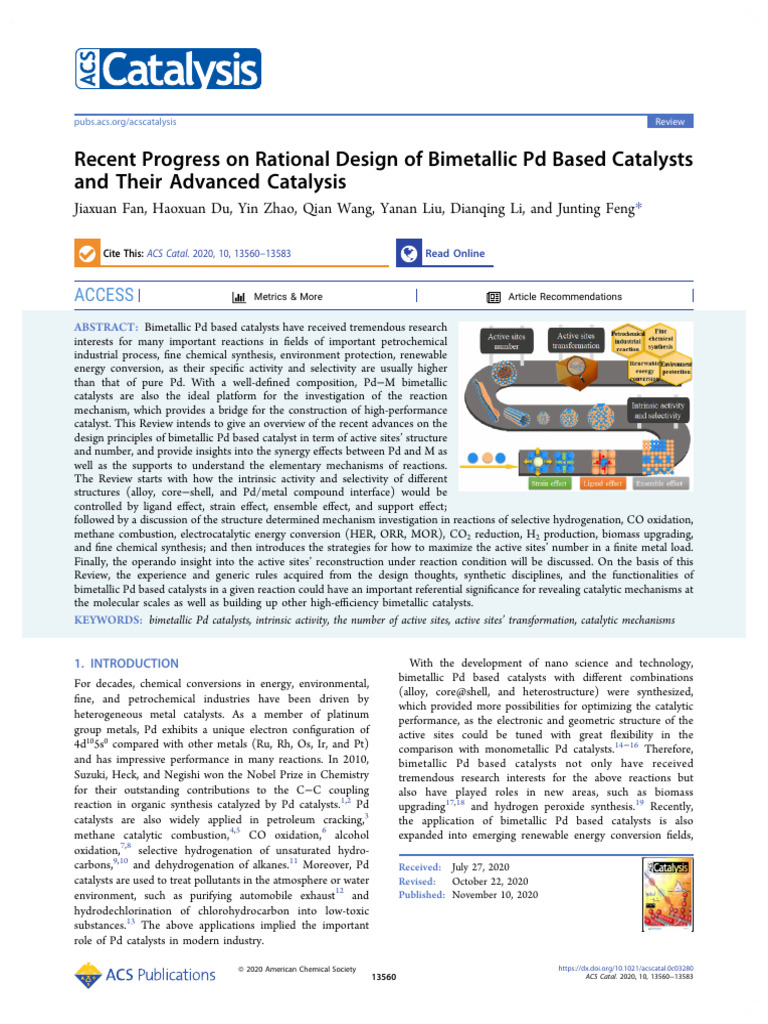 Fan Et Al 2020 Recent Progress On Rational Design of Bimetallic PD ...
