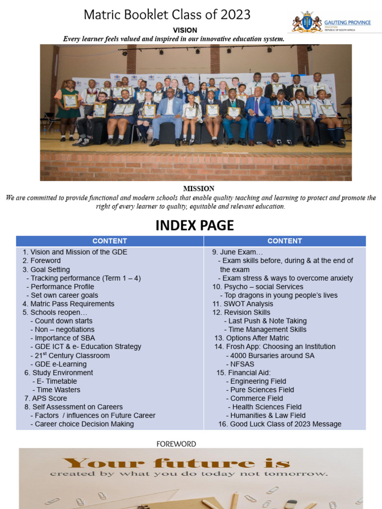 Matric Booklet 2023: Study & Career Guide | PDF | Cognition