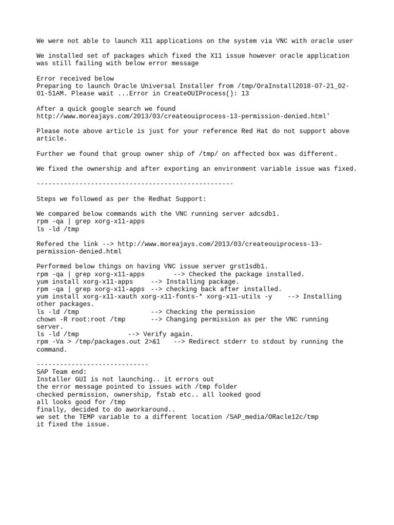 Fixing Oracle Installer Errors on VNC | PDF