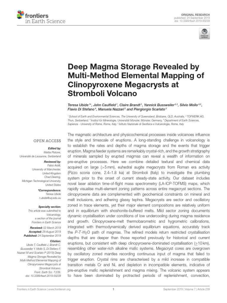 Deep Magma Storage at Stromboli Volcano | PDF | Magma | Volcano