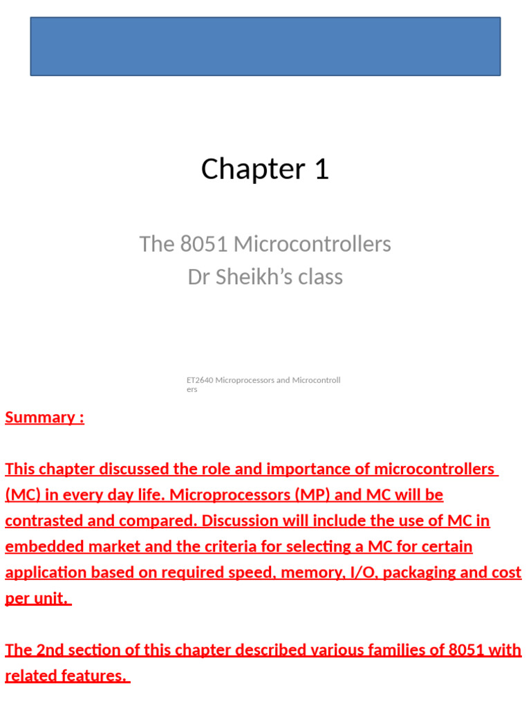 ET2640Microprocessors - Microcontrollers - Chapter 1 | PDF ...