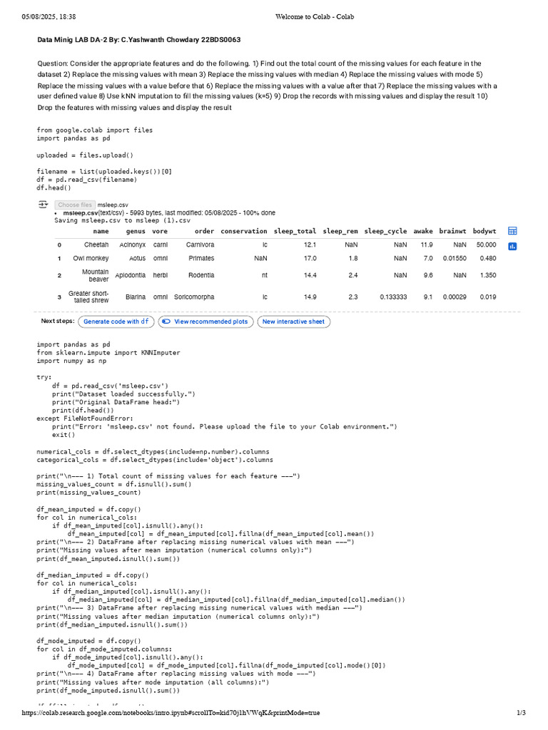 Missing Value Imputation Techniques | PDF | Computing | Computer Data