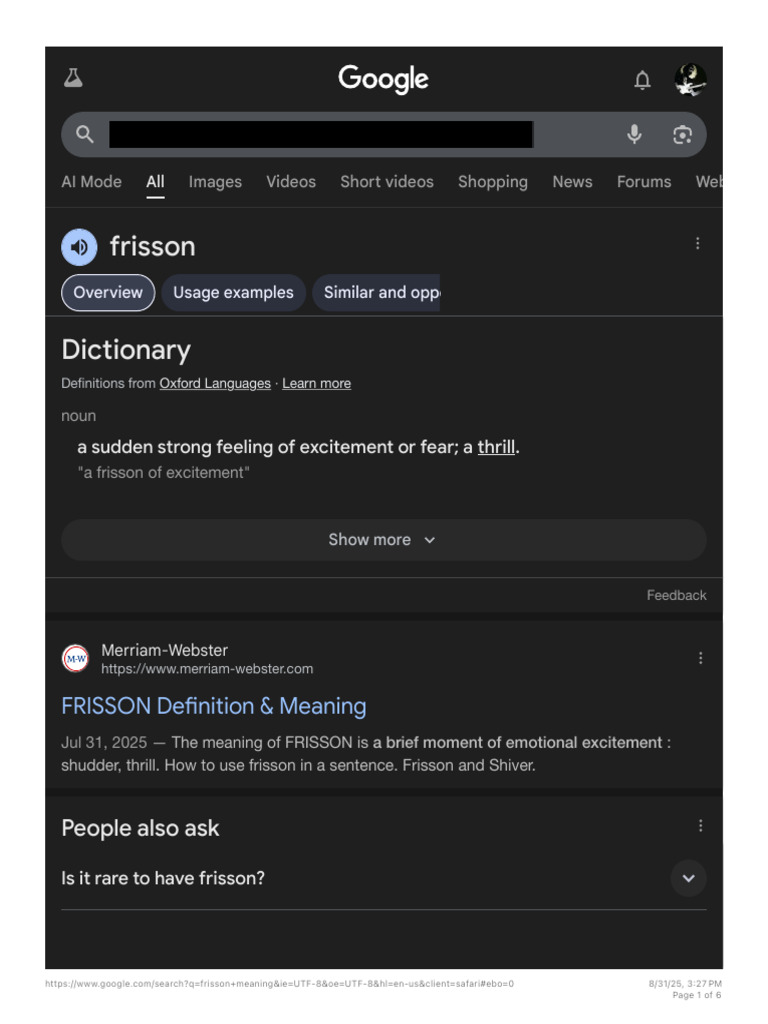 Frisson Meaning - Google Search | PDF | Feeling | Psychological Concepts