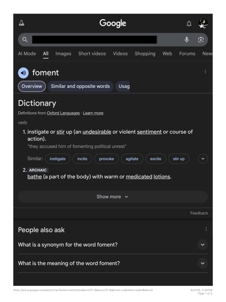 Foment Definition and Usage | PDF | Dictionary | Lexicology