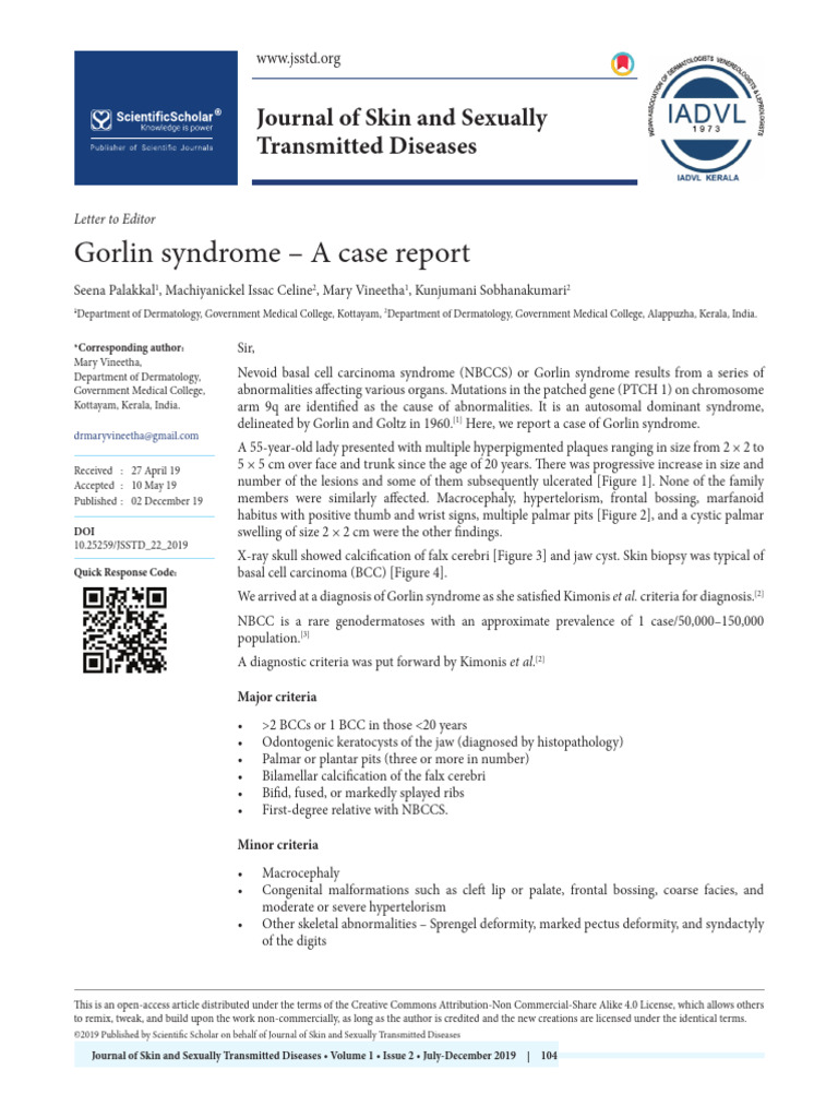 Gorlin Syndrome - A Case Report | PDF | Diseases And Disorders ...