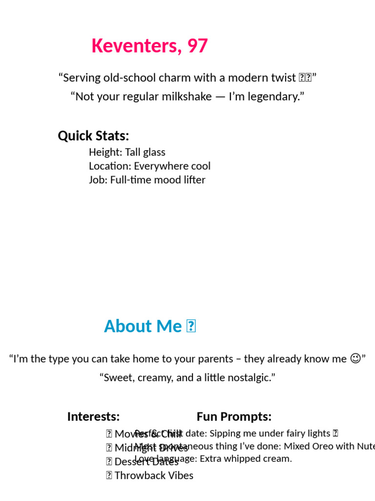 Keventers Tinder Profile | PDF