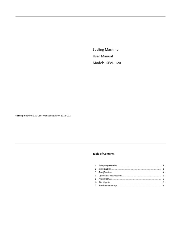 Sealing Machine 120 Operation Manual 2016-002 (中性） | PDF