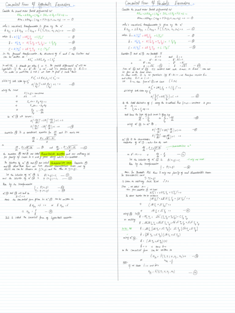Canonical Form of Parabolic and Hyperbolic Equation | PDF