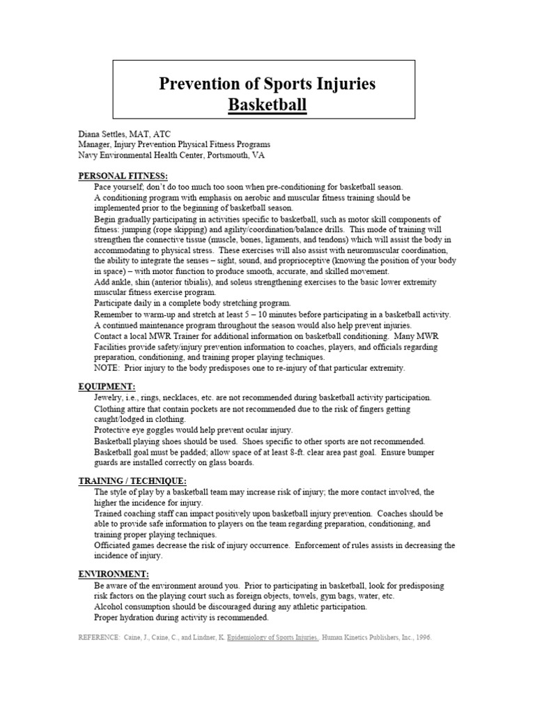 (Fitness) Prevention of Sports Injuries - Basketball | PDF | Physical ...