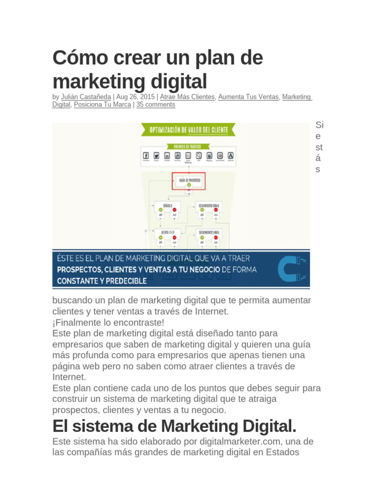 Cómo Crear Un Plan de Marketing Digital | PDF | Publicidad digital ...