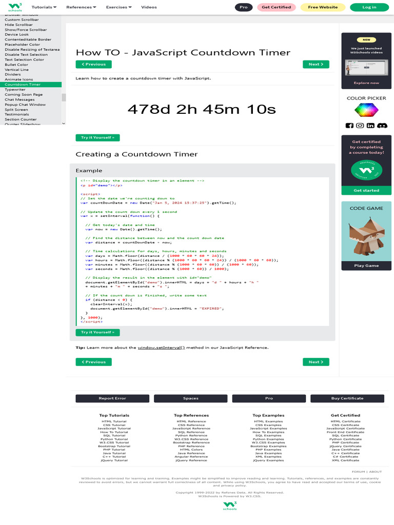 How To Create A Countdown Timer | PDF | Bootstrap (Front End Framework ...