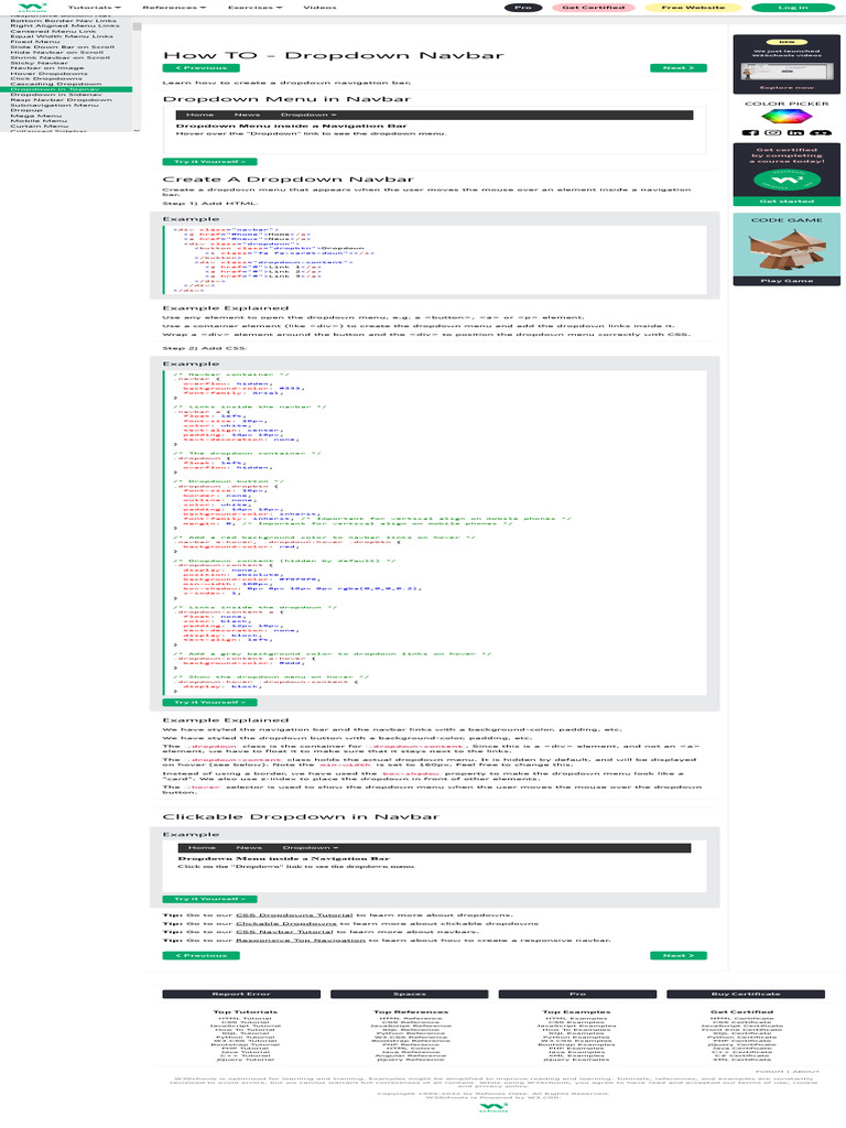 Create a Dropdown Navigation Bar | PDF | Bootstrap (Front End Framework ...