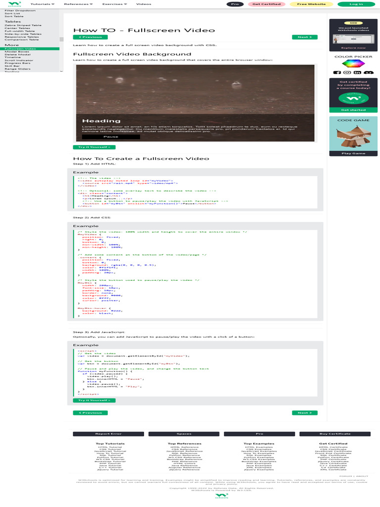 Create Fullscreen Video Background | PDF | Bootstrap (Front End ...