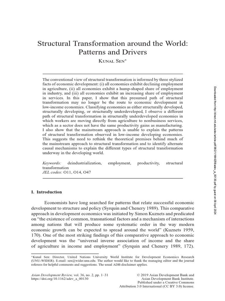 Rethinking Structural Transformation Paths | PDF | Economic Growth ...
