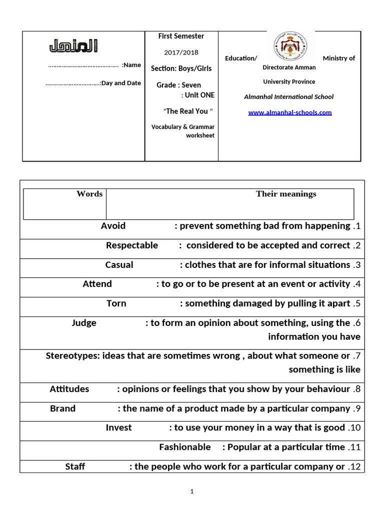 Aim High 7 Vocabulary & Grammar Guide | PDF | Verb | Grammatical Tense