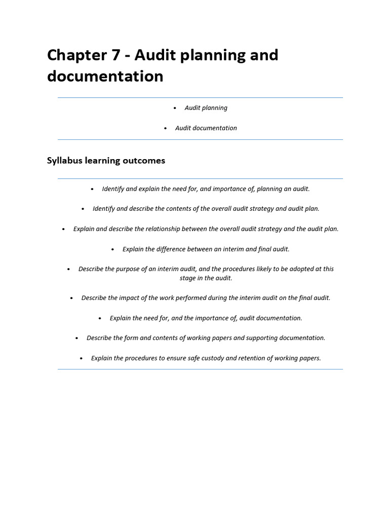 Audit Planning and Documentation Guide | PDF | Audit | Internal Control