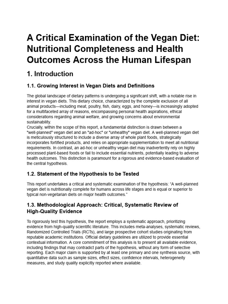 Vegan Diet Report - Completeness & Health | PDF | Dietary Supplements ...
