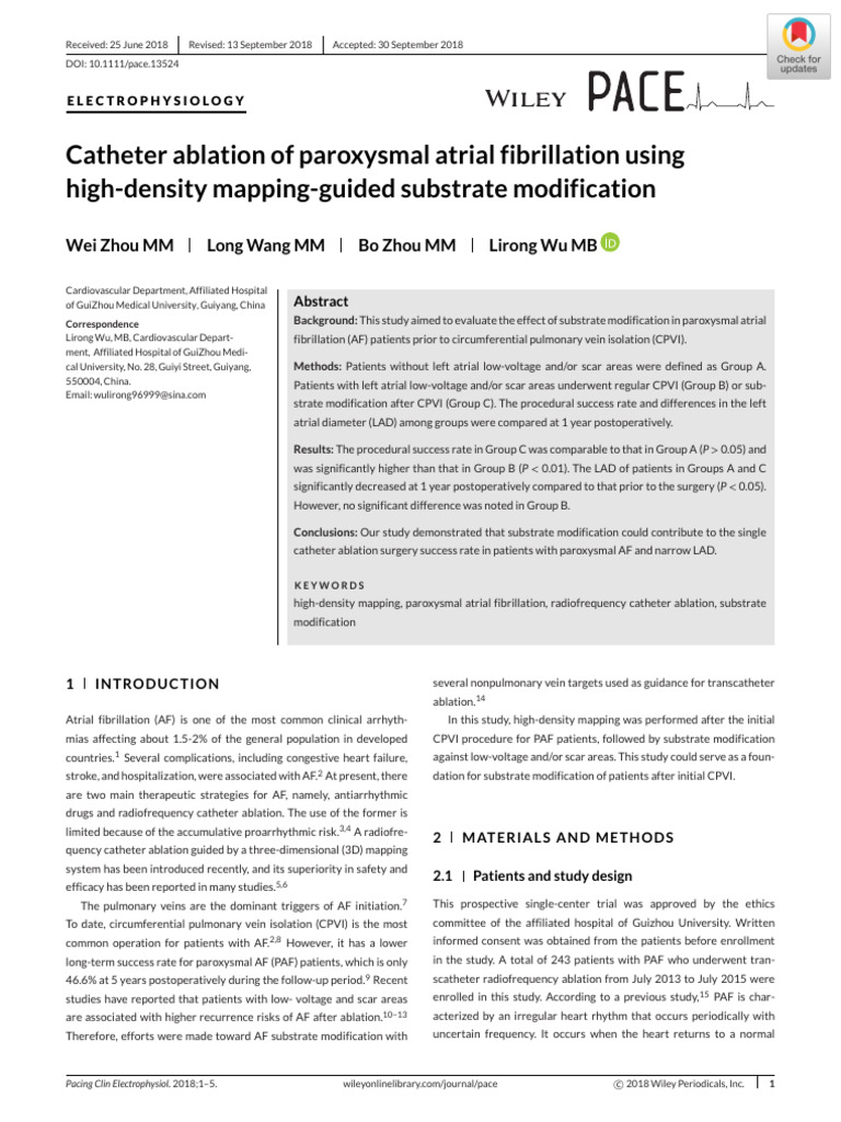 Catheter Ablation of Paroxysmal Atrial Fibrillation Using High-Density ...
