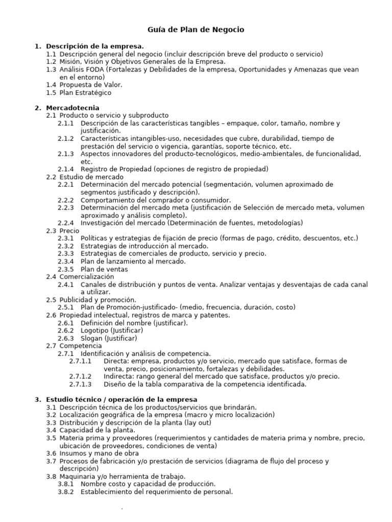 Guía Completa para un Plan de Negocio | PDF | Marketing | Producto ...