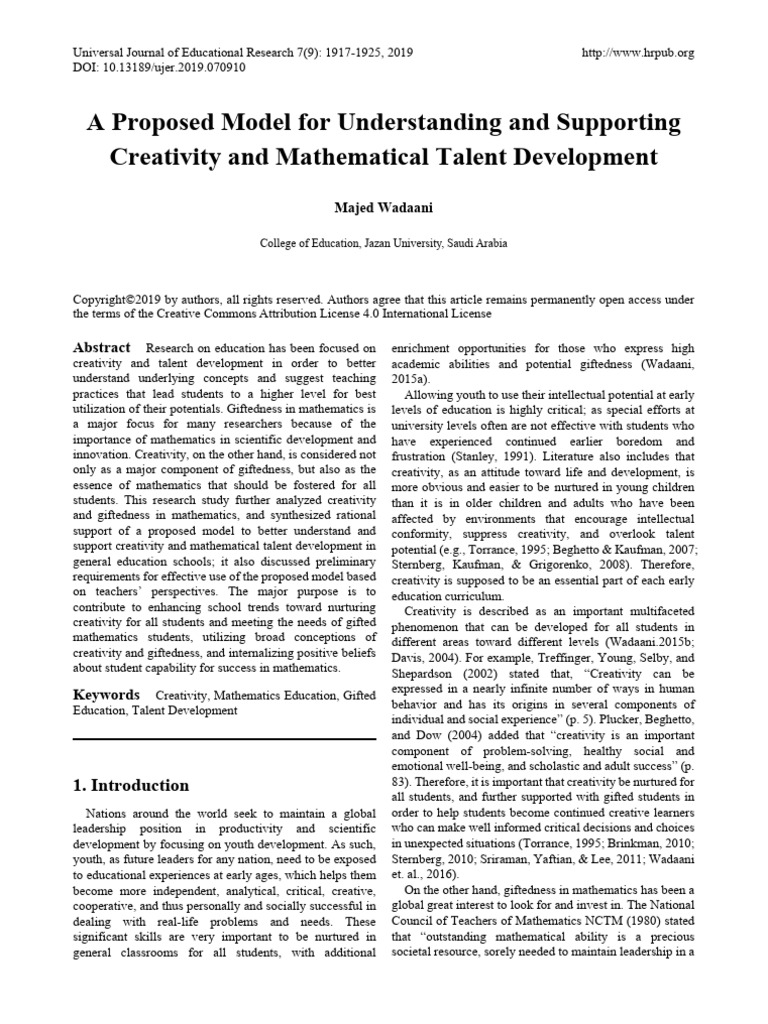 Supporting Creativity in Math Education | PDF | Creativity ...