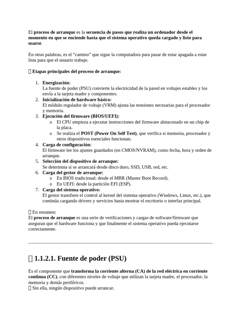 Proceso de Arranque y Componentes Clave | PDF | Arranque | Bios