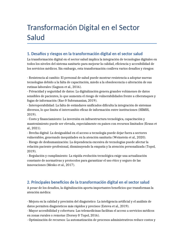 Transformacion Digital Sector Salud | PDF | ciberespacio | Tecnologías ...