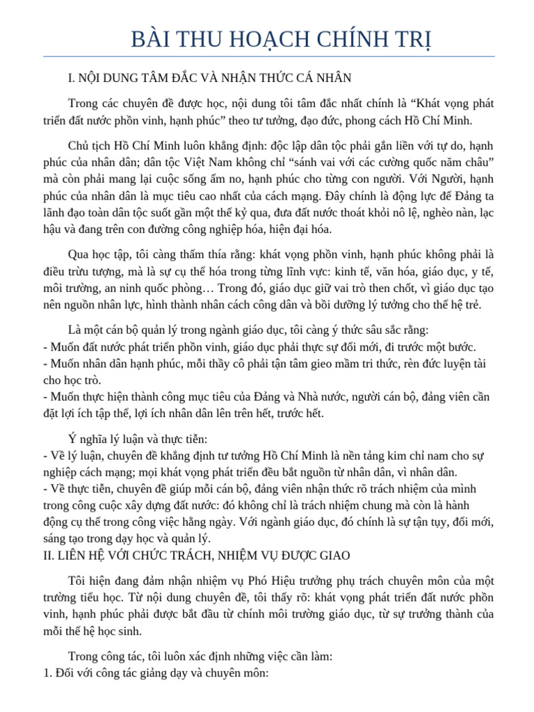 Bai Thu Hoach Chinh Tri | PDF