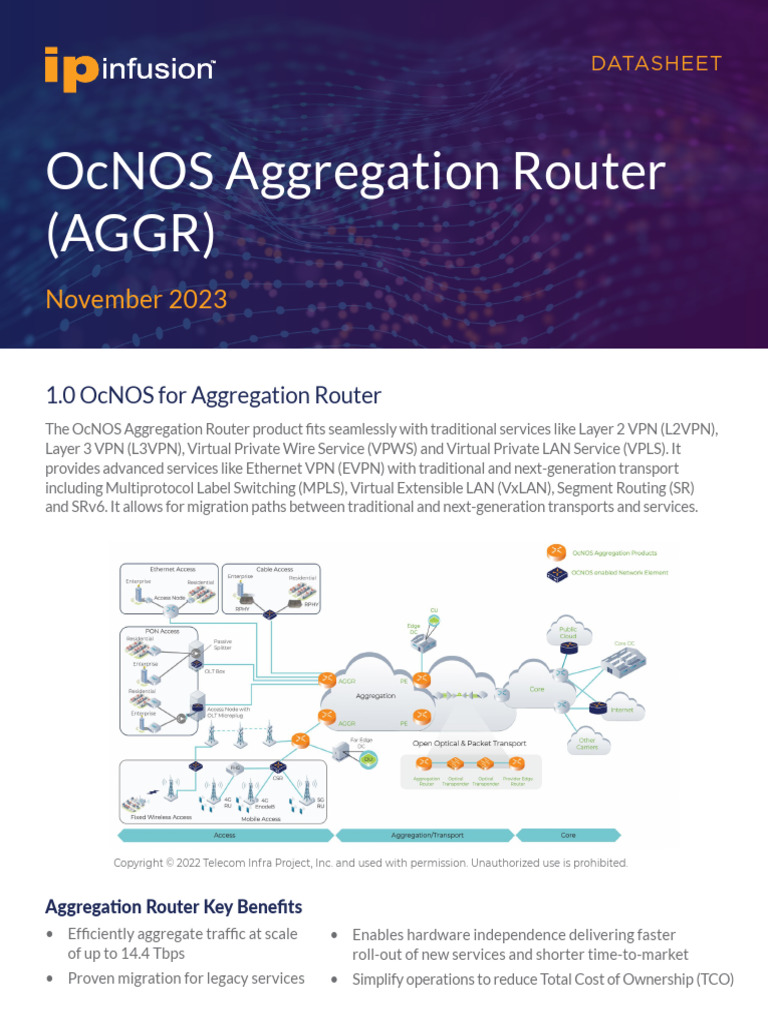 OcNOS Aggregation Router Overview | PDF | Networking | Multiprotocol ...