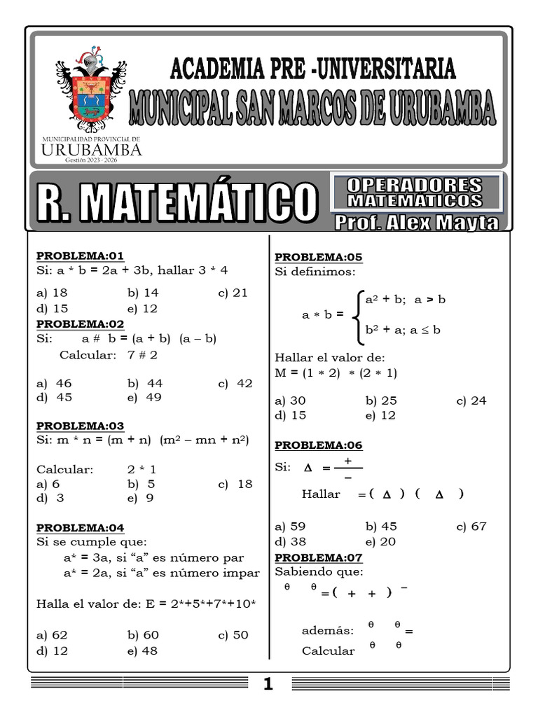 Problemas de Matemáticas y Operaciones | PDF