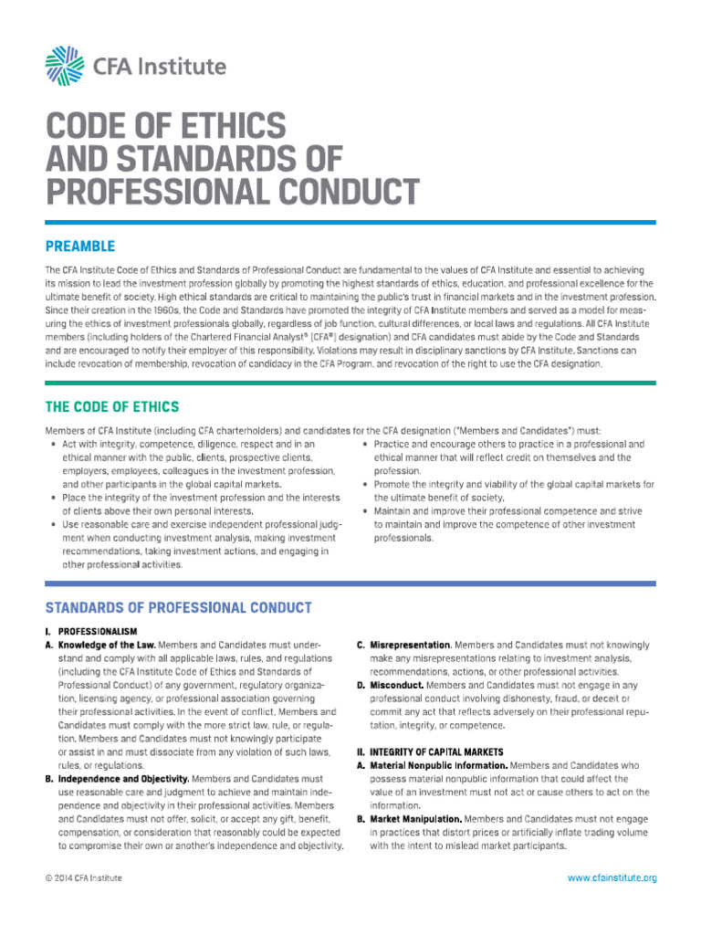 CFA Standards of Conduct | PDF