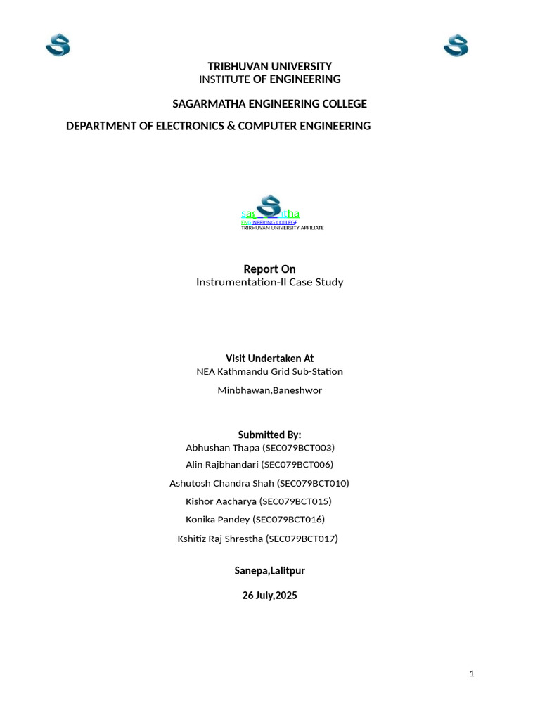 NEA Grid Substation Case Study Report | PDF | Electrical Grid ...