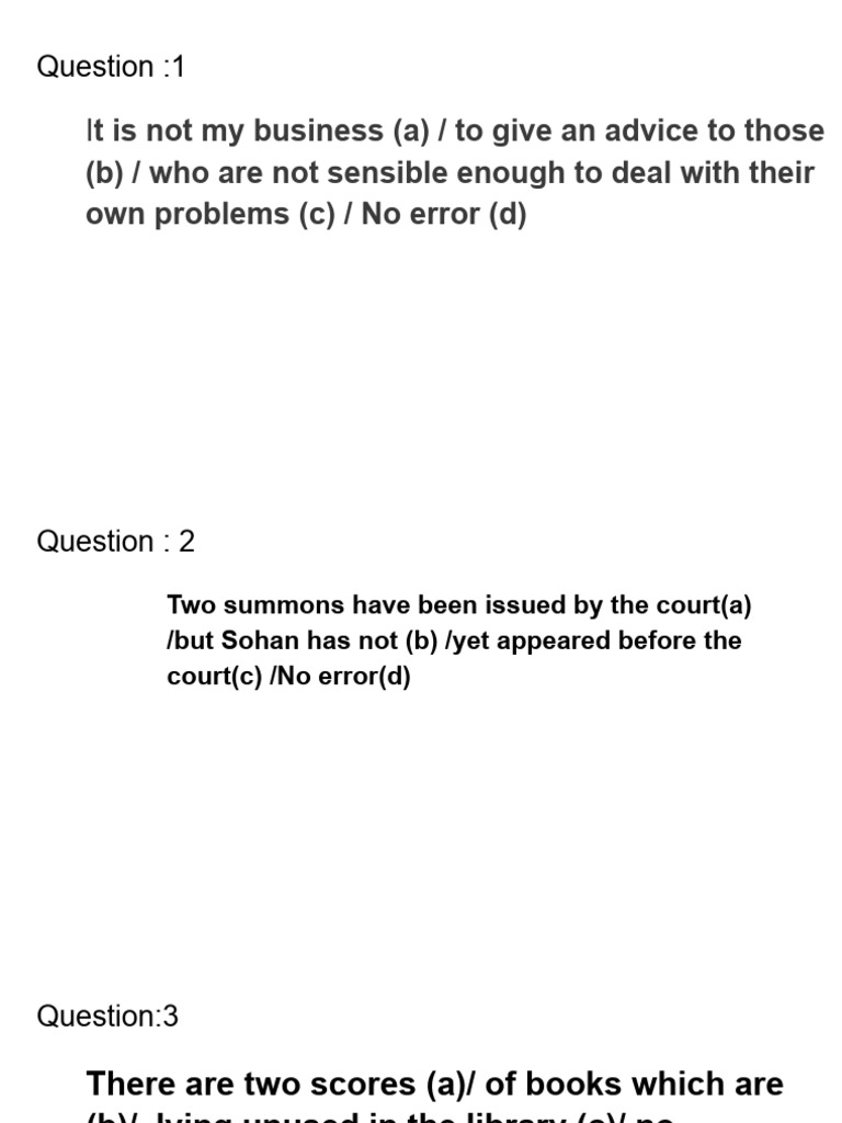 Grammar Error Identification Questions | PDF