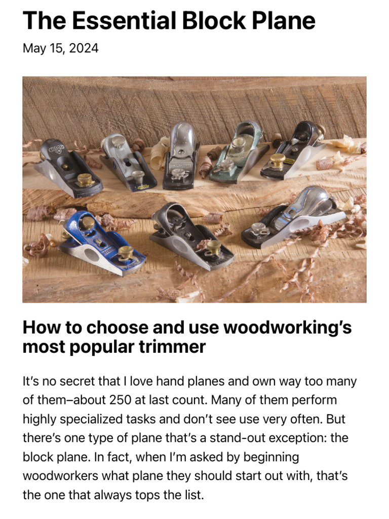 Choosing and Using a Block Plane | PDF | Tools
