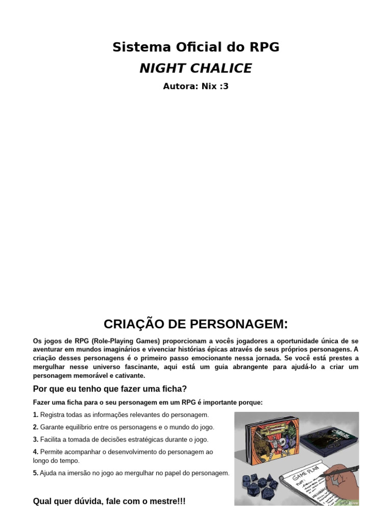 Guia de Criação de Personagem RPG | PDF | Jogos de RPG