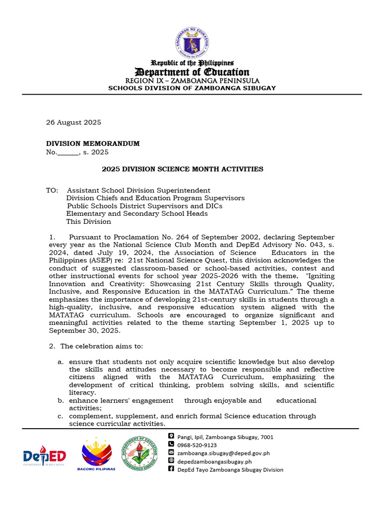 Science Month Activities 2025-2026 | PDF | Intelligence | Cognition