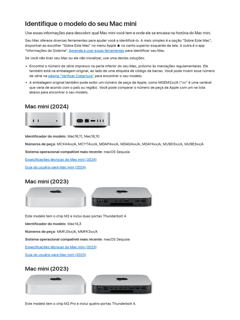 Identificação do Modelo Mac Mini | PDF | Apple Inc. | Informática