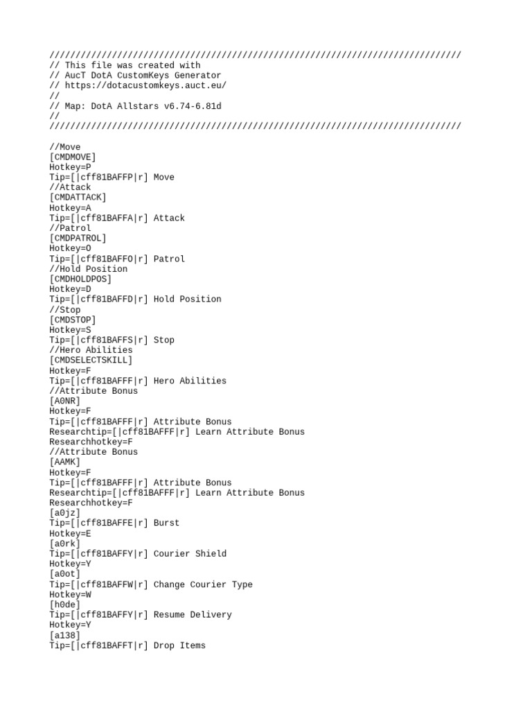 DotA CustomKeys Hotkey Guide | PDF | Earth's Magnetic Field