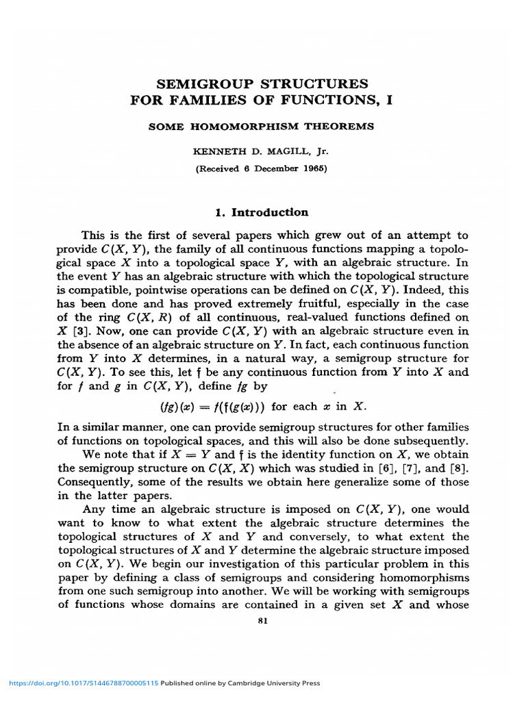 Div Class Title Semigroup Structures For Families of Functions I Some ...