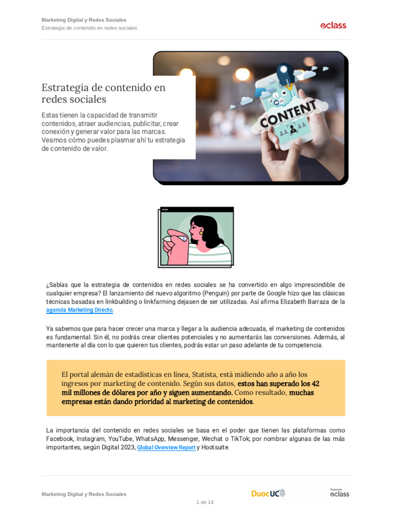 Estrategia de Contenido en Redes Sociales | PDF | Publicidad digital ...