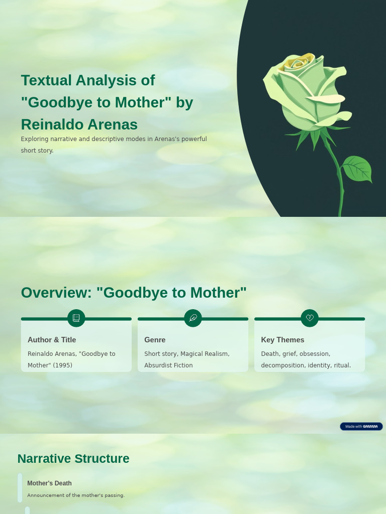 Textual Analysis of - Goodbye To Mother - by Reinaldo Arenas | PDF ...