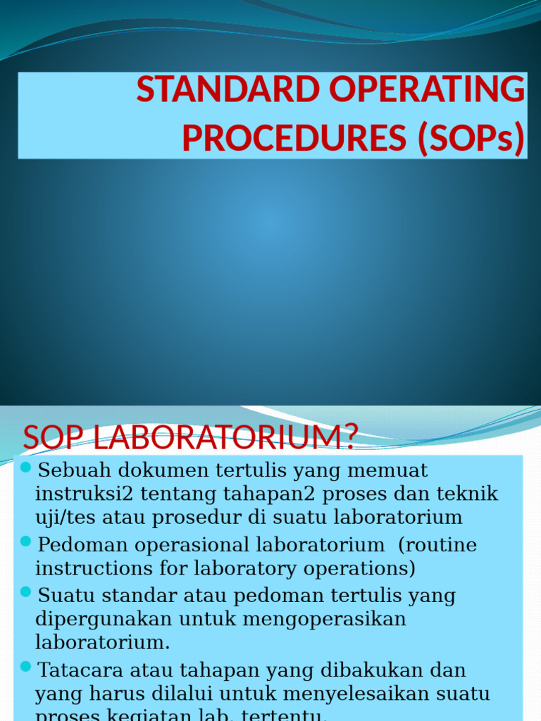 Panduan Lengkap SOP Laboratorium | PDF
