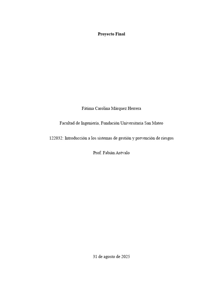 Fatima Carolina Marquez Herrera - Proyecto Final - Parte Uno | PDF