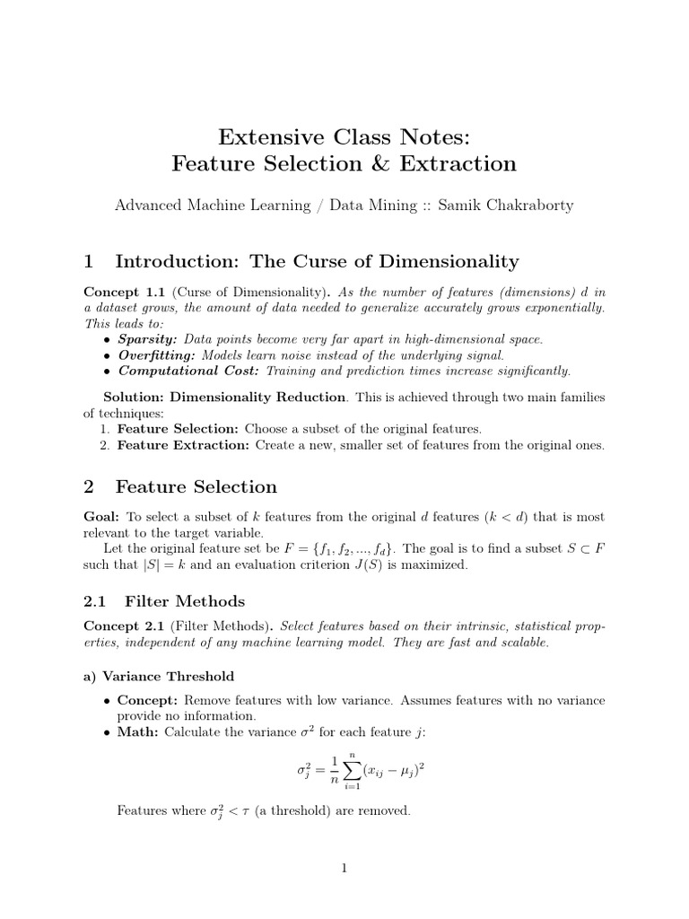 Feature Selection and Extraction Techniques | PDF | Applied Mathematics ...