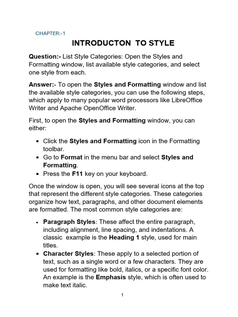 Introduction to Document Styles | PDF