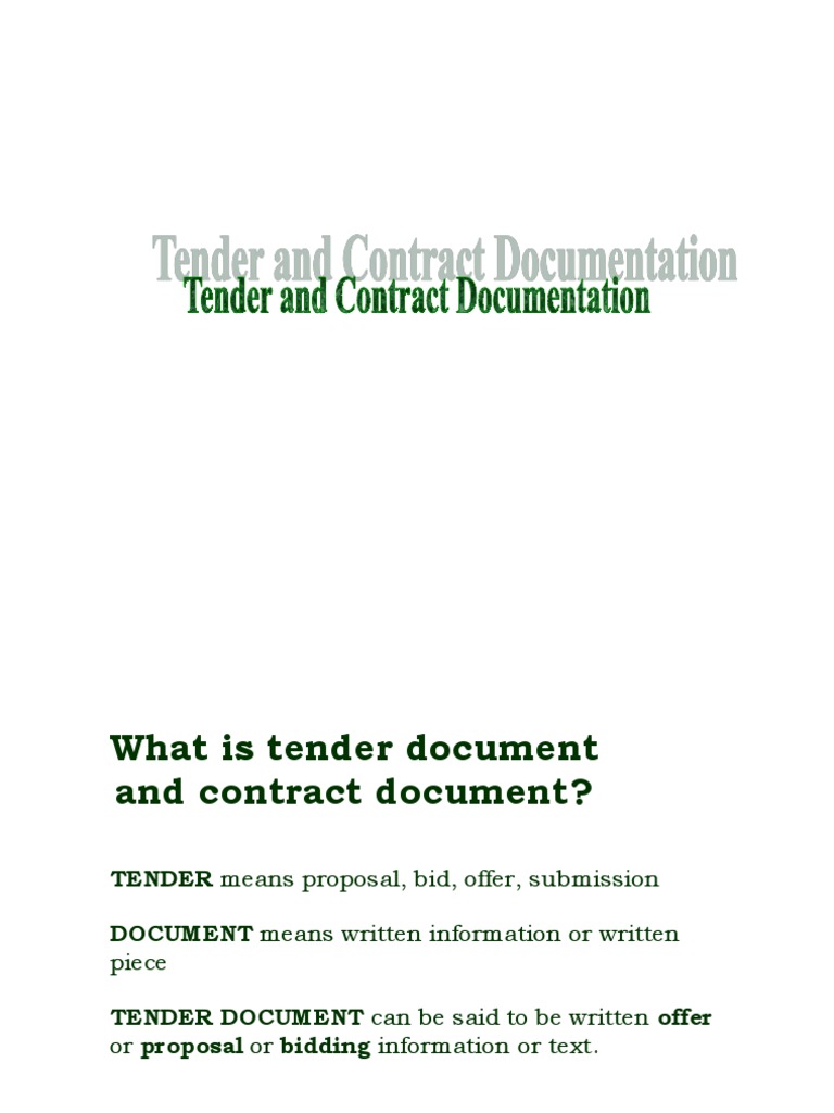 Understanding Tender Documents in Construction | PDF | Specification ...