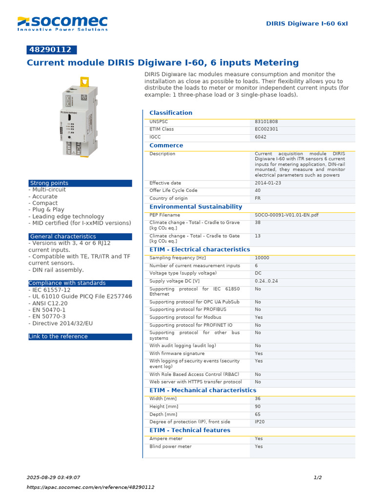 Diris Digiware I 60 6xi 48290112 | PDF | Electrical Engineering ...