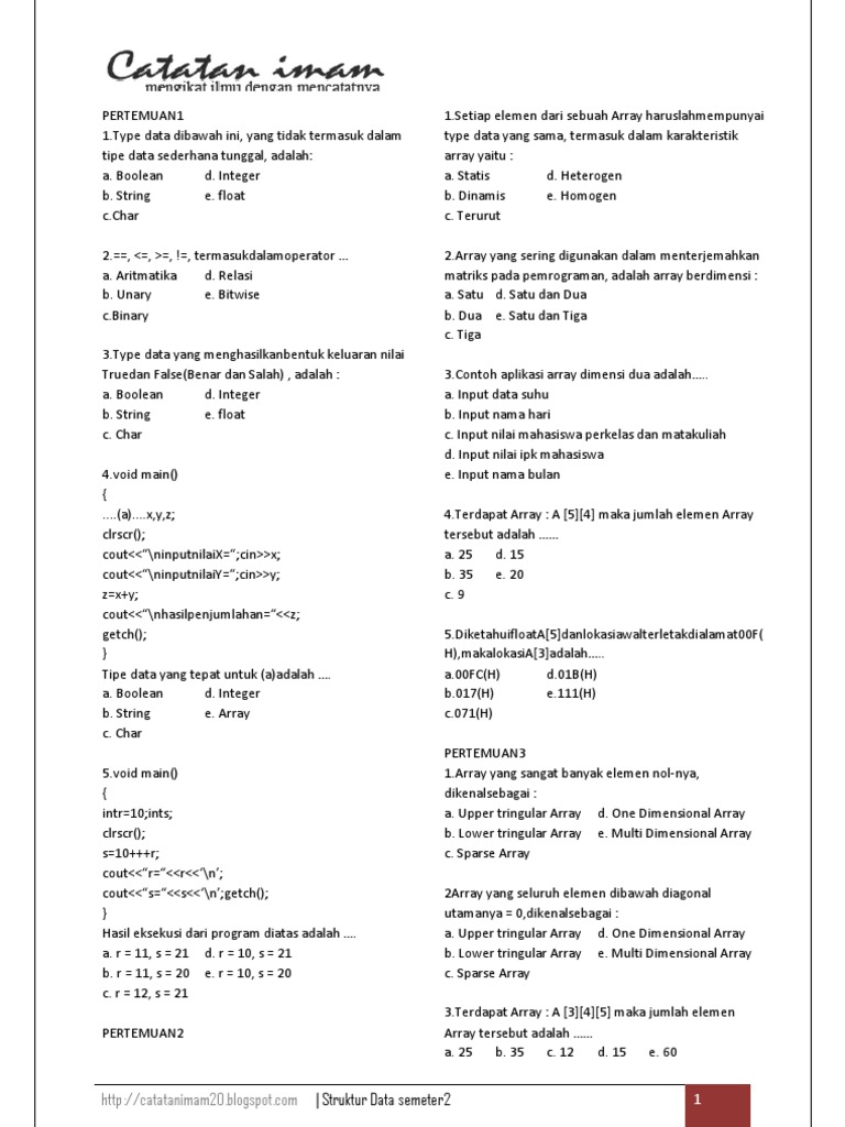 Latihan Soal Struktur Data Semester2