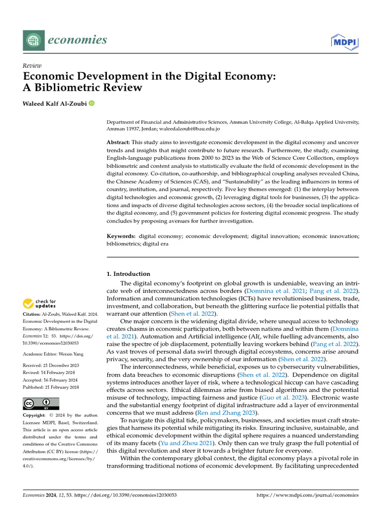 Economies Development in The Digital Economy | PDF | Innovation | Science