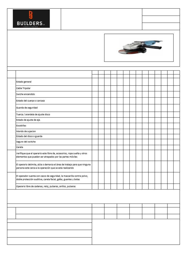 Pre - Operacional Pulidora | PDF