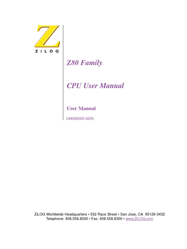 Z80 User Manual | PDF | Central Processing Unit | Input/Output